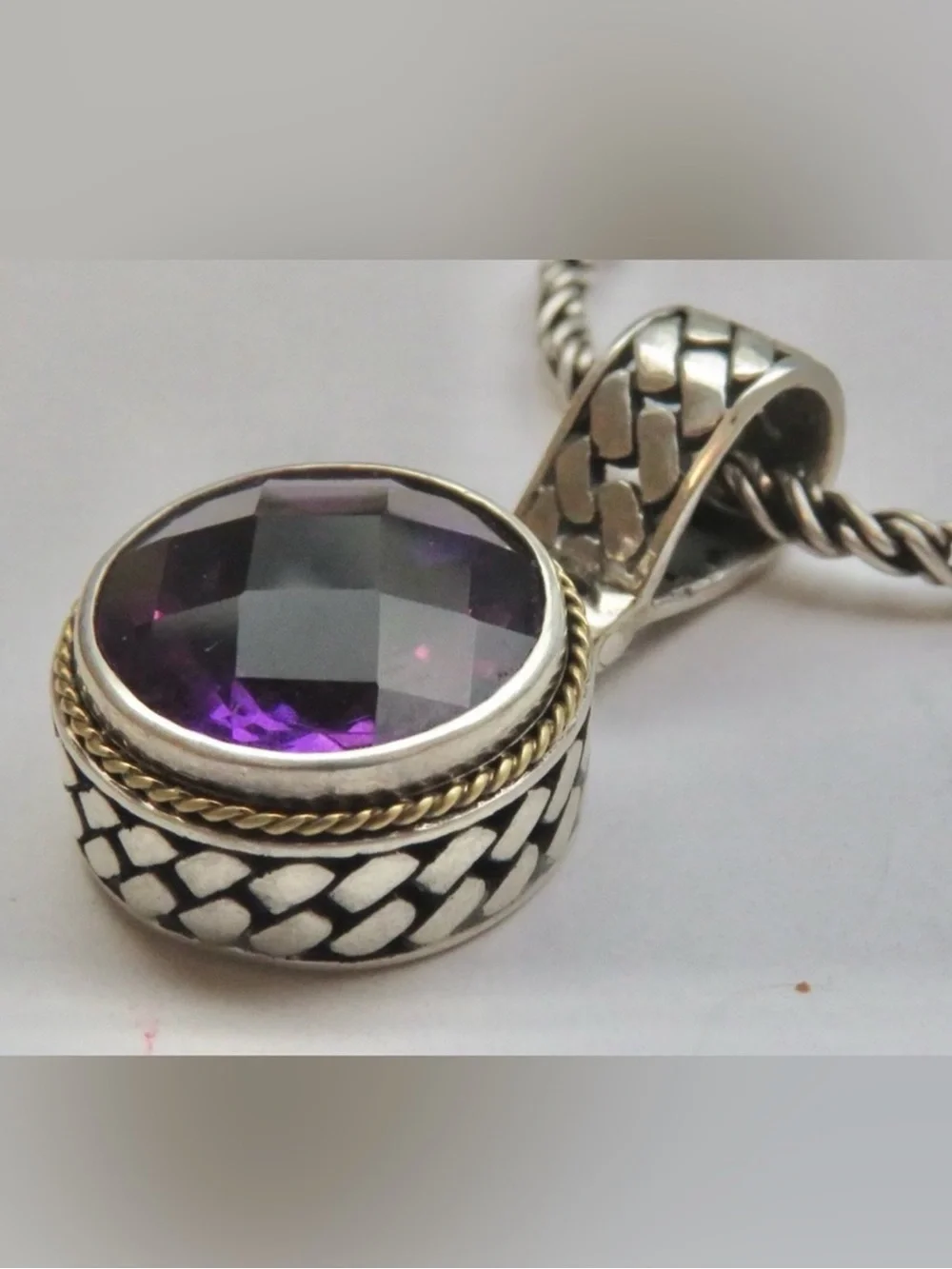 EFFY BH .925 Sterling Silver & 18K Amethyst pendant on EFFY sterling chain 18”